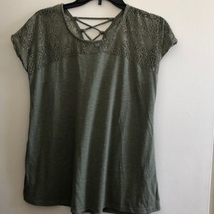 Olive green Lace Tee